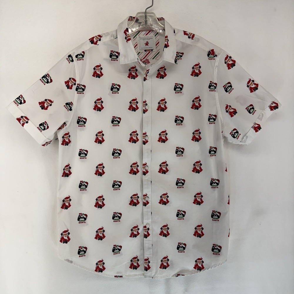 Denim & Flower Ricky Singh Shirt Mens XLarge White Sleigh Bells Ring Gamer Santa